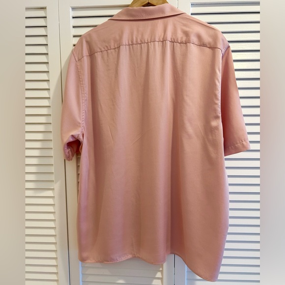 Ted Baker London Mens Tencel Micro Pleated Button Up Pink Shirt Size 7 US 3XL - Picture 3 of 11
